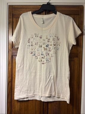 Spirit Cream Tee with Small Multicolor Dog Lineup